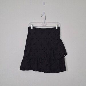 Express Embroidered Eyelet Skirt Sz 6 Mini 100% Cotton Ruffle Cottagecore Boho